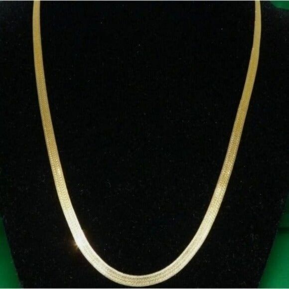 14kt stamped gold Bonded chain herringbone necklace 24 inch length feminine tre… - Picture 1 of 2